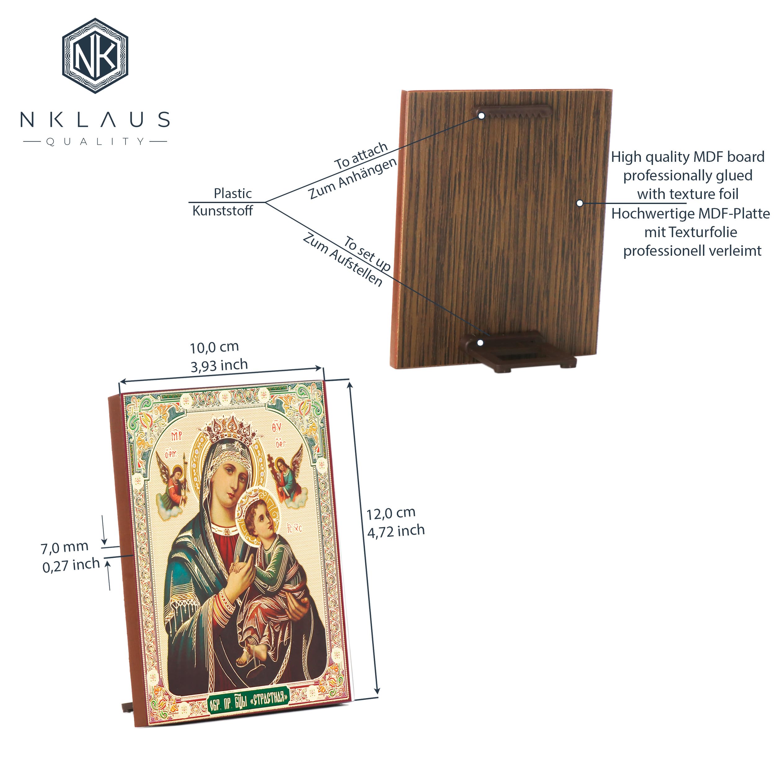 NKlaus Mother of Perpetual Help Wooden Icon 10x12cm Christian Orthodox 13933, 12L x 10W cm - Image 2