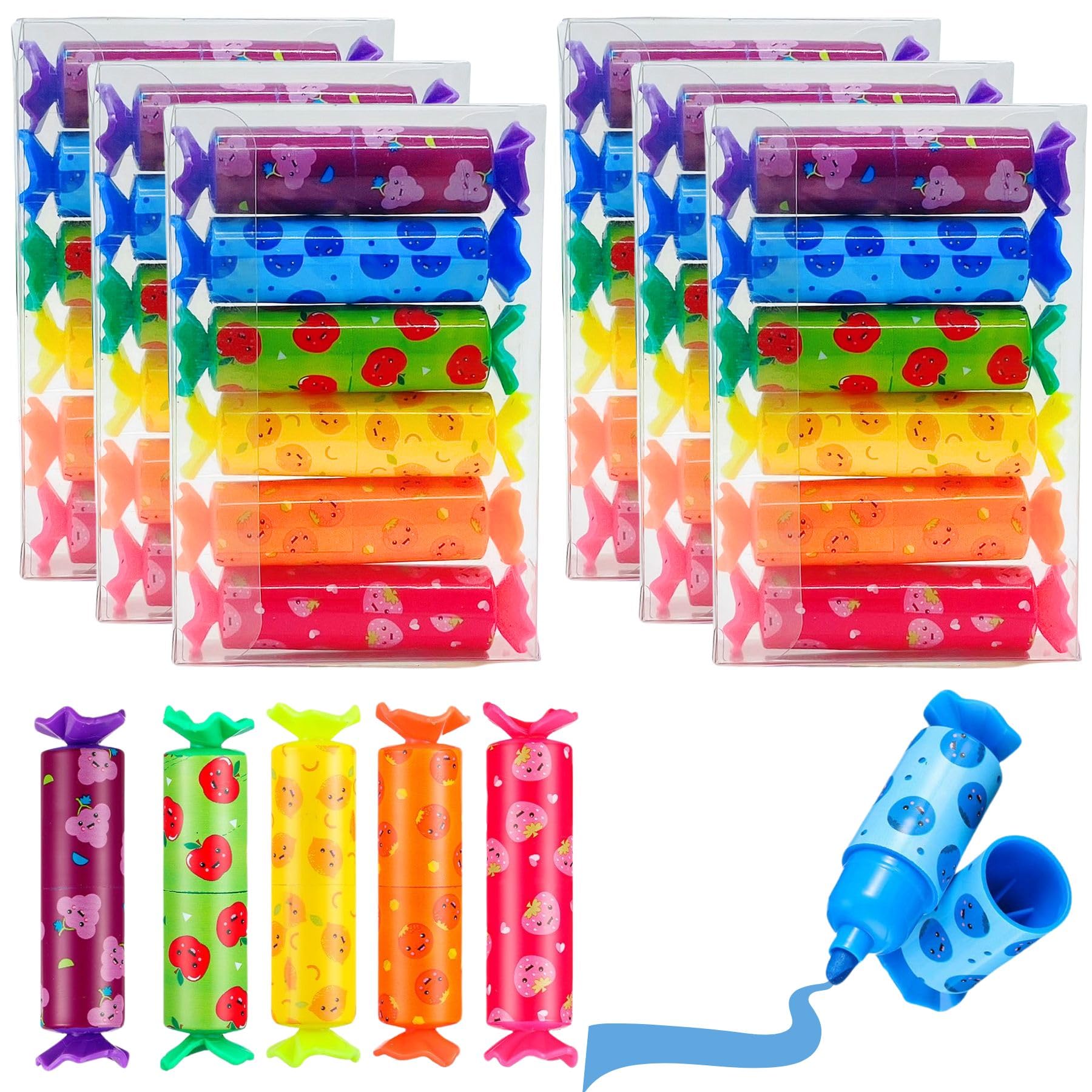 OMZSXK Mini resaltadores para niños, 36 piezas de resaltadores de caramelos, resaltadores para fiesta de dulces, bolígrafos lindos marcadores resaltadores, mini delineadores de texto