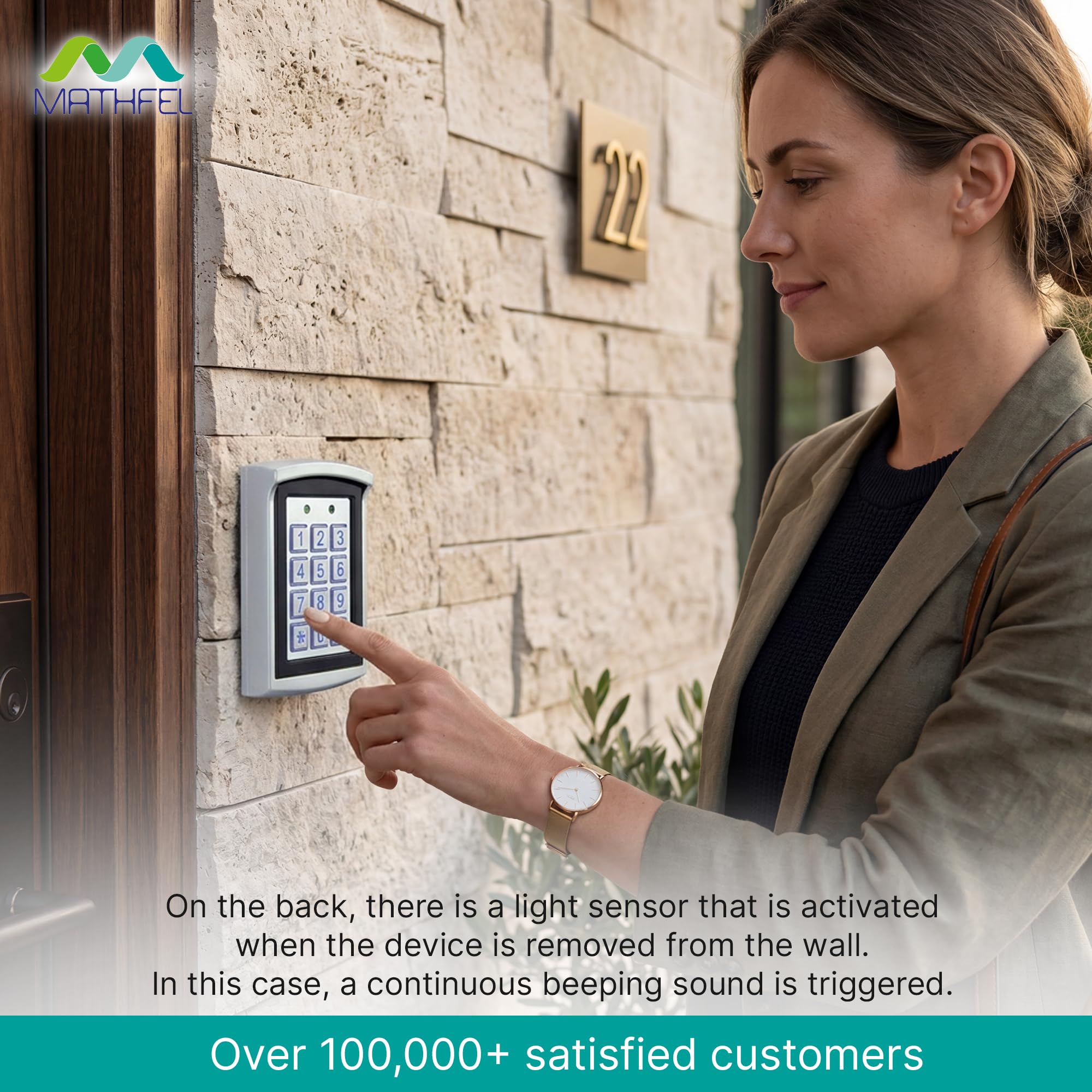 MATHFEL Smart Lock Elektroniczny zamek do drzwi wejściowych – odporny na warunki atmosferyczne zamek kodowy z RFID, IP66, 2 przekaźniki – otwieracz drzwi z kodem, inteligentny zamek