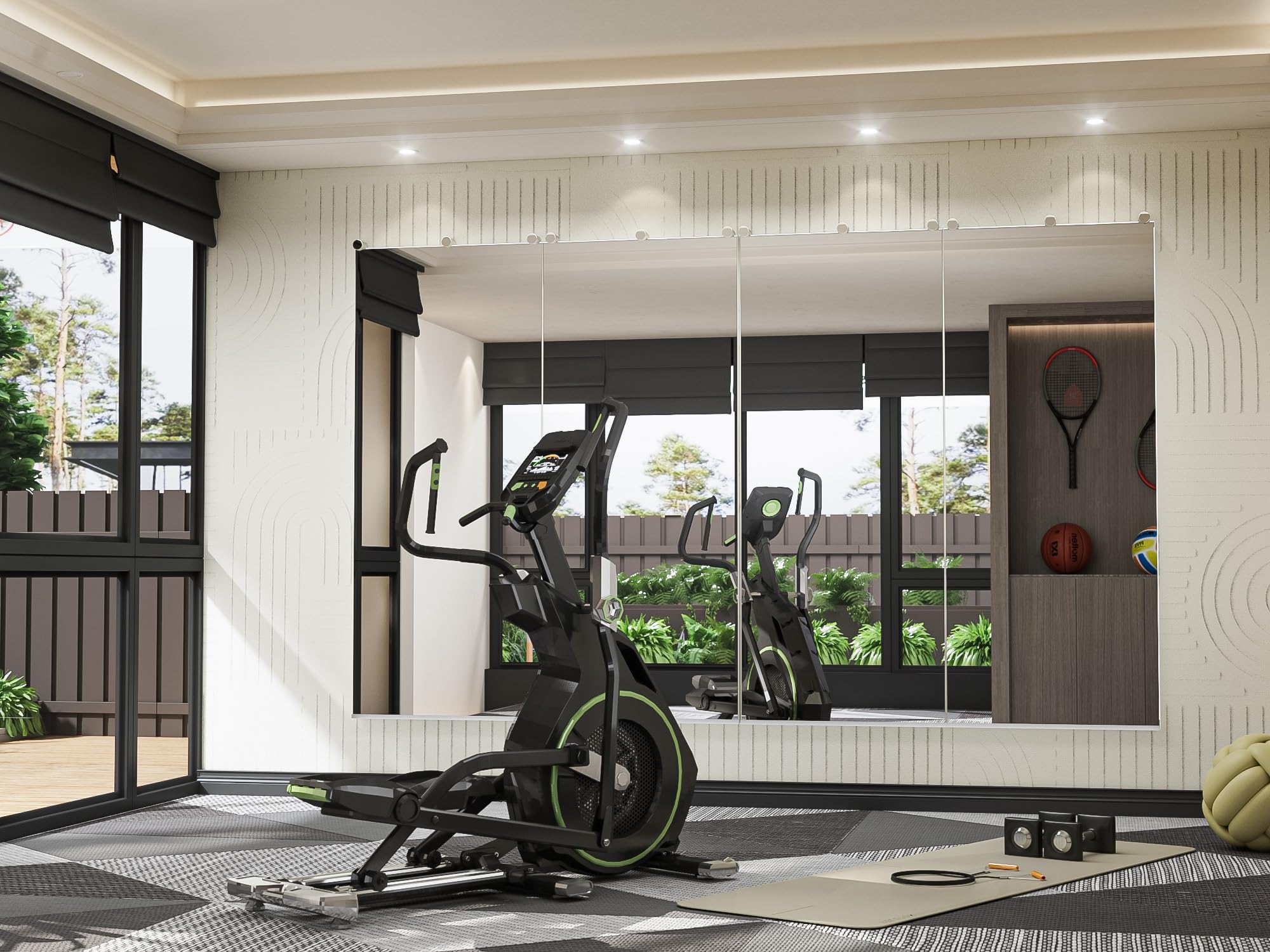 Keonjinn Specchio da palestra per casa, 152,4 x 61 cm x 2 pezzi, specchio da allenamento, grande specchio da parete a figura intera per fitness, yoga, specchio lungo da parete per garage, decorazione