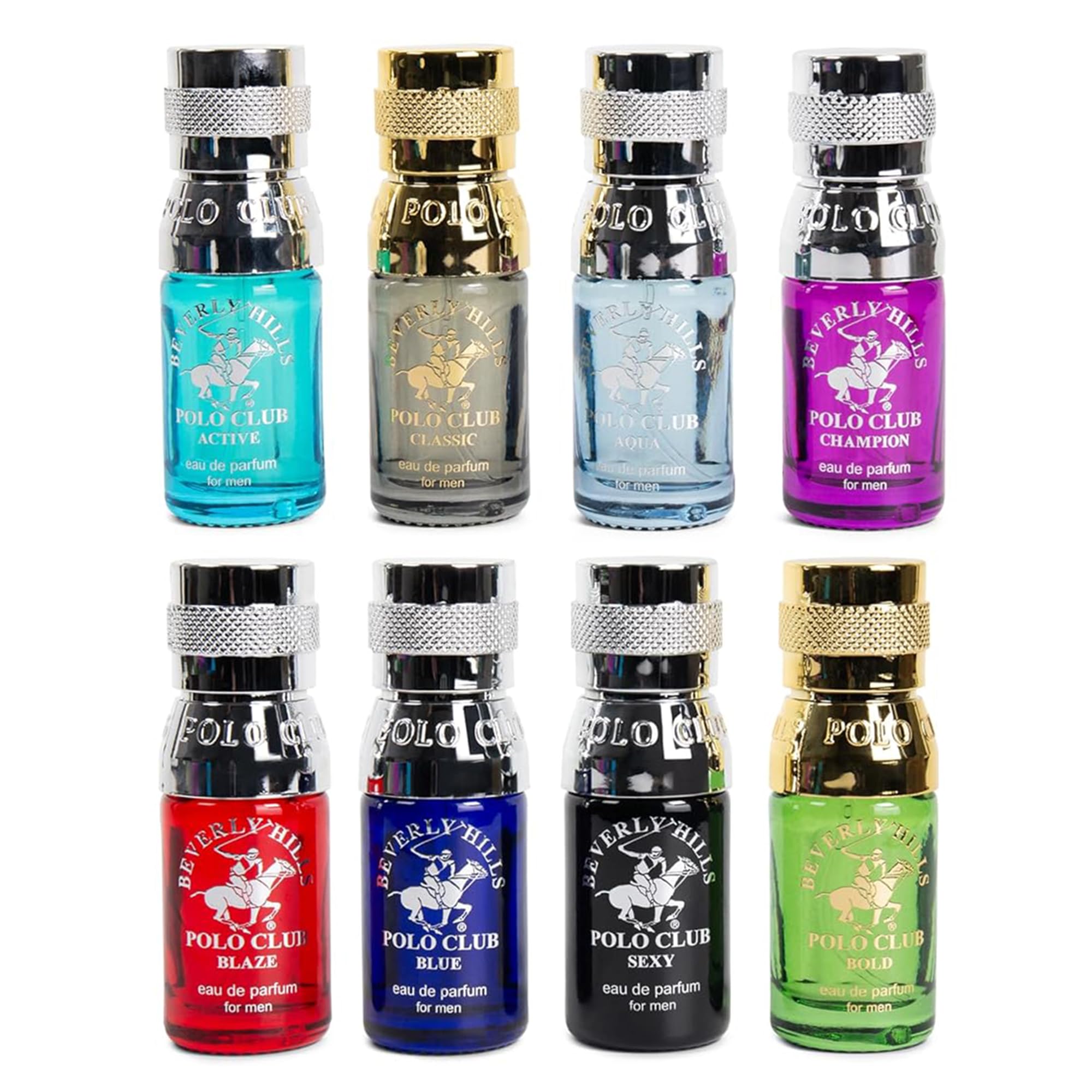 Beverly Hills Polo Club Discovery Collection 8PC Mens Cologne Gift Set - 8 Unique 0 34oz Travel Fragrances
