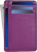 Vista 9 de Oak Leathers Cartera delgada de cuero real para hombres y mujeres, con bloqueo RFID, tarjetero de crédito, regalo para él y ella