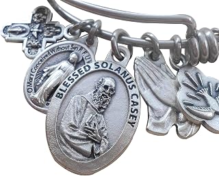 Blessed Solanus Casey Bangle Bracelet, Patron Saint Italian Charm Jewelry, Catholic Gift, 4 Sizes Extra Small to Large