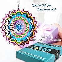 Vista 14 de FONMY - Molinillo de viento con forma de mandala y con bola de cristal en 3D, de acero inoxidable, atrapasol, ideal como regalo de Navidad