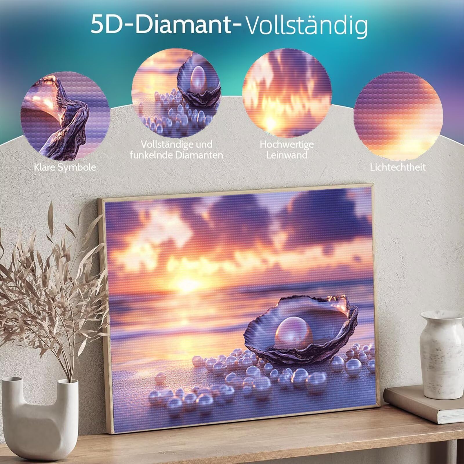 Zestawy artystyczne z perłami diamentowymi dla dorosłych, zestawy do malowania diamentami 5D dla dorosłych, pełne wiercenie, zestawy artystyczne, DIY, haft krzyżykowy, sztuka, rzemiosło, muszle