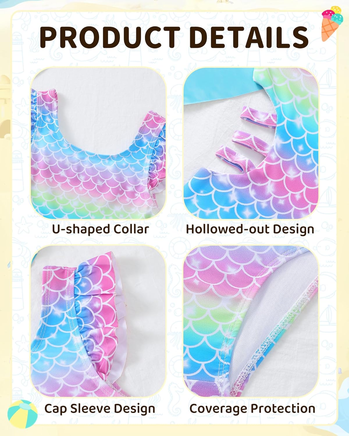 Mioglrie Toddler Swimsuit Girl Bathing Suit Girls Summer Ruffle One Piece Swim Suit Cutouts Bikini for Girls - Image 4