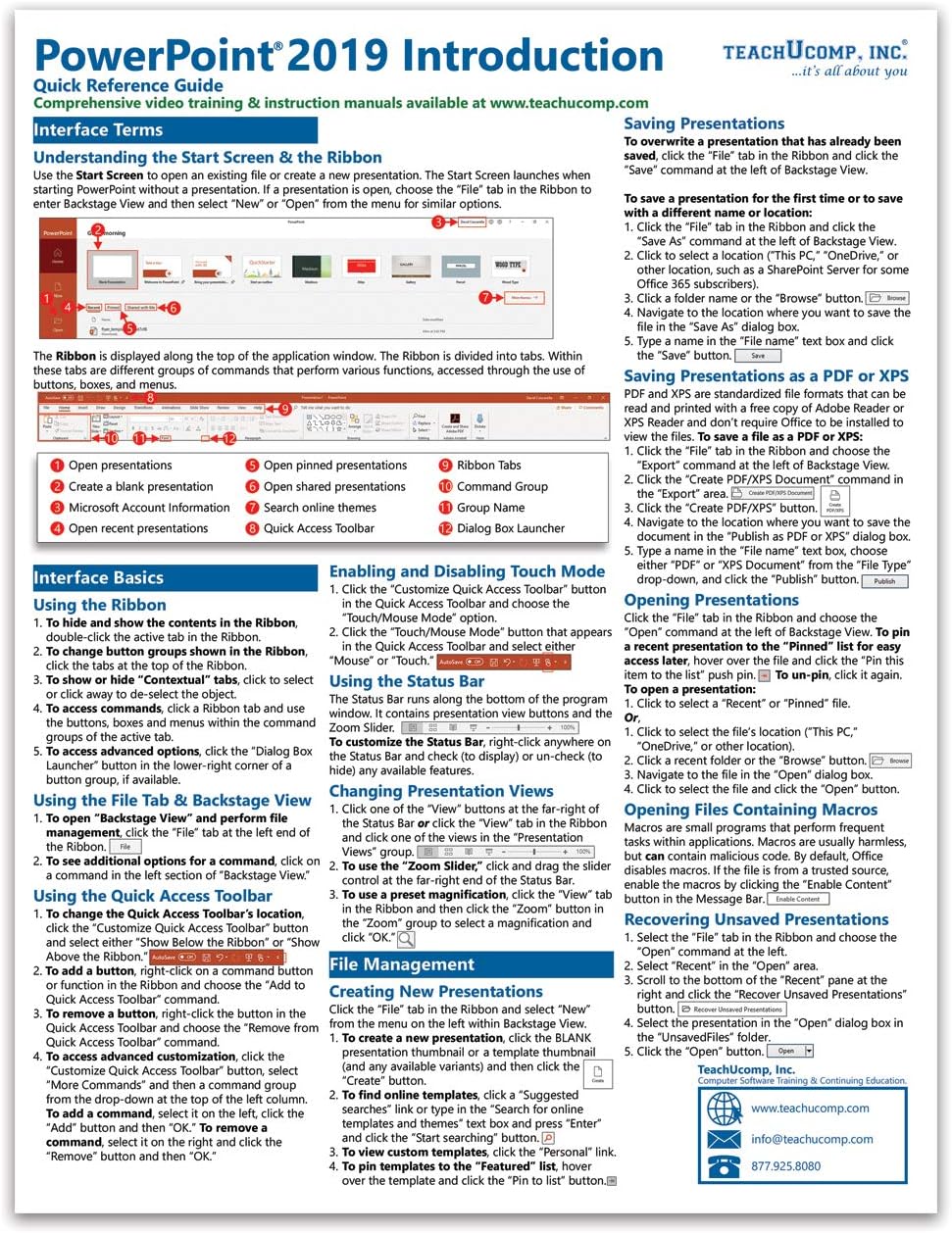 Microsoft PowerPoint 2019 Introduction Quick Reference Training Tutorial Guide (Cheat Sheet of Instructions, Tips & Shortcuts - Laminated Card)