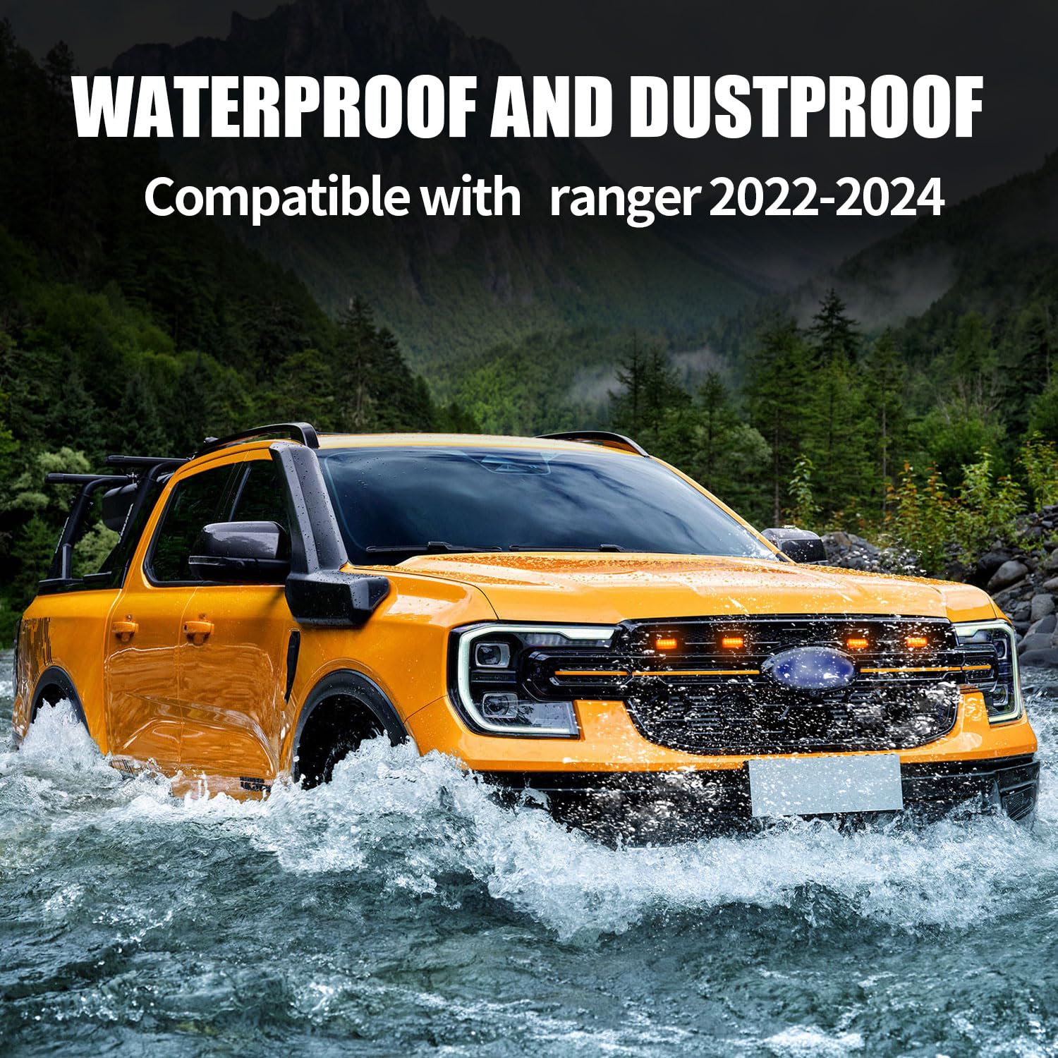 Front Grille Light Bright LED Grill Light with Wiring Harness Waterproof Front Grille Decorative Lamp Compatible with Ford Ranger T9 2022-2025