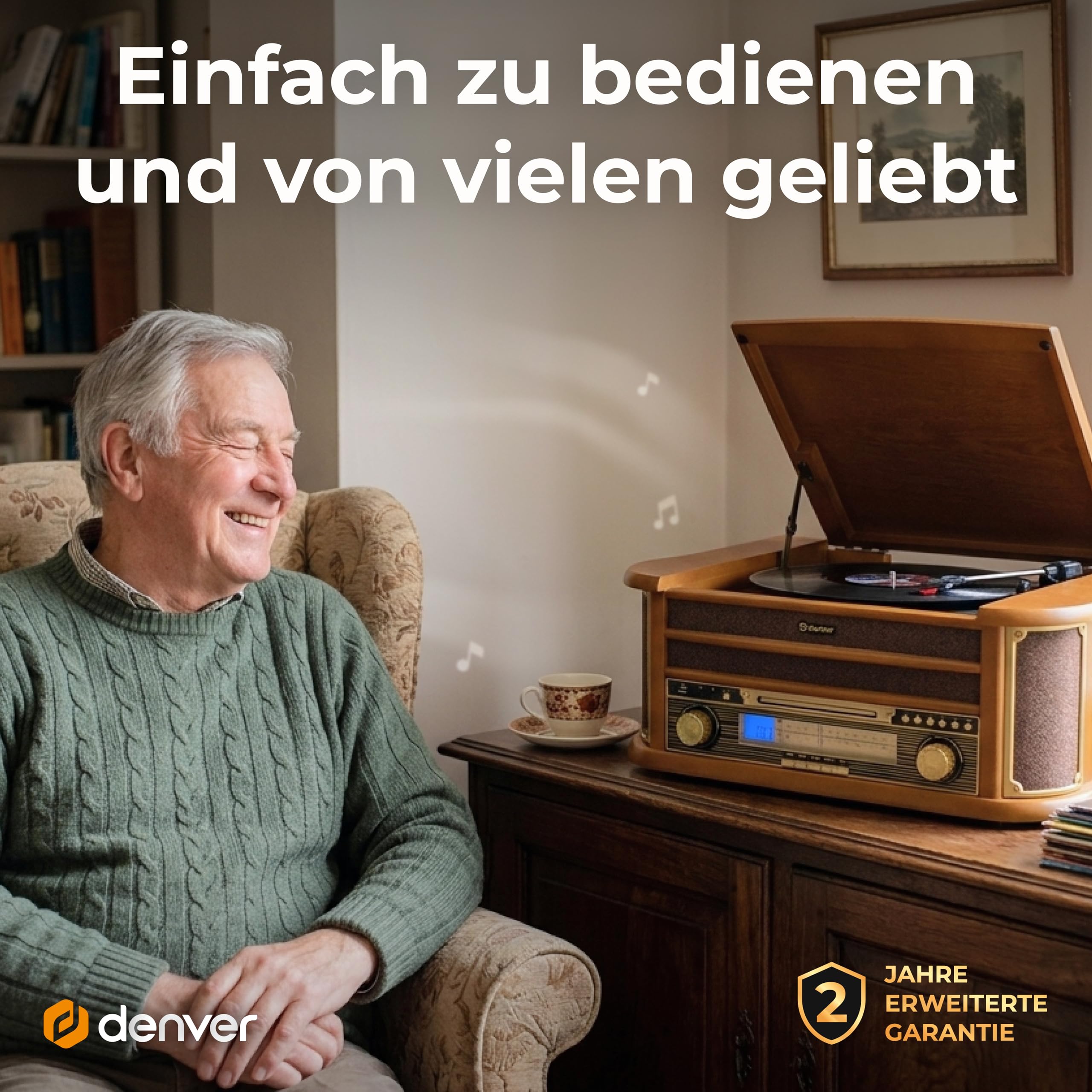 Denver MRD-51 FM/AM, DAB Radio mit Plattenspieler & CD Player, Braun - Kassettenrekorder mit USB, AUX & CD Support