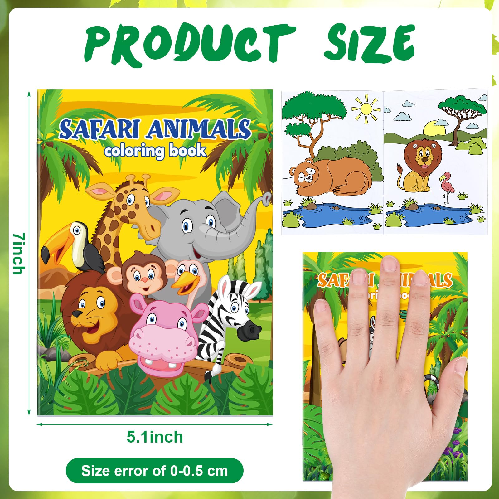 Fulmoon 144 Pcs Zoo Animals Coloring Book with Crayons Set for Kids Jungle Safari Coloring Books Bulk Party Favor for Kids Wild One Animals Birthday Goodie Bag DIY School Class Home Activity Supply