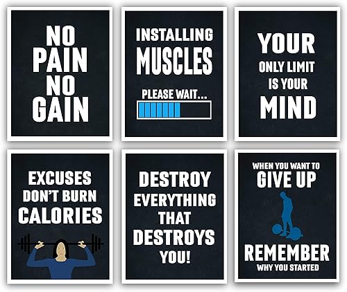 Miniatura 1 de Pósters de gimnasio para decoración de gimnasio en casa, carteles motivacionales para gimnasio, carteles de entrenamiento para gimnasio en casa,