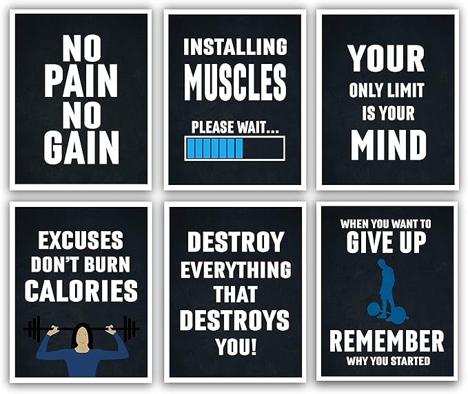Gym Posters for Home Gym Decor, Motivational Posters for