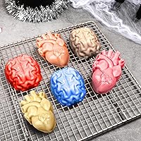 Vista 8 de Kamehame Molde para pastel de cerebro y corazón, 2 piezas de moldes de gelatina de silicona, moldes de simulación de Halloween para magdalenas