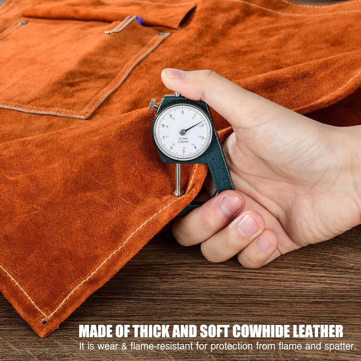 QeeLink Welding Waist Apron with Pocket 24" X 25" Leather Wasit Tools Half Aprons for Men and Women