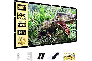 For Your Weekend Cinema, AAJK Outdoor Projector Screen 150in Washable Foldable Anti-Crease Portable Projection Screen