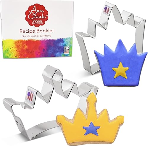 Juego de 2 cortadores de galletas Crown fabricados en Estados Unidos por Ann Clark, princesa tiara y corona
