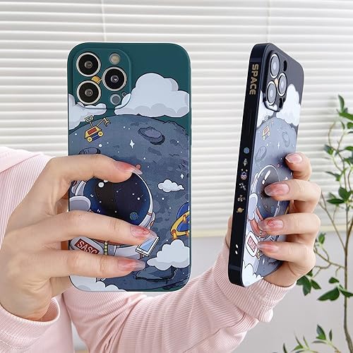 Miniatura 5 de Funda bonita para iPhone 13 Mini, diseño de astronauta planeta y luna espacial, elegante, suave TPU, a prueba de golpes, antideslizante, protector