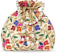 Vista 1 de Bolso de mano étnico de seda con perlas Batwa con asa para mujer