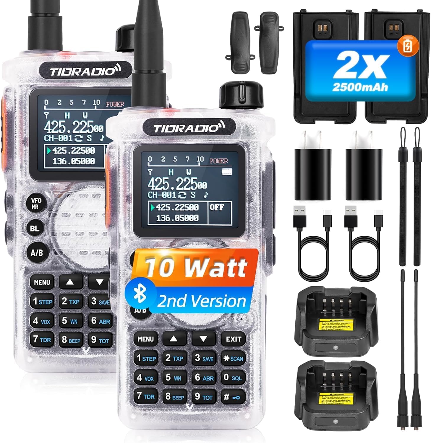 (2nd Gen) TIDRADIO TD-H8 10W Ham Radio Handheld, 2 Pack