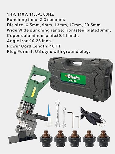 Vista 4 de Punzonadora hidráulica eléctrica de 1200W 110V punzonadora hidráulica de ángulo de acero punzonadora, se puede utilizar para perforar en acero