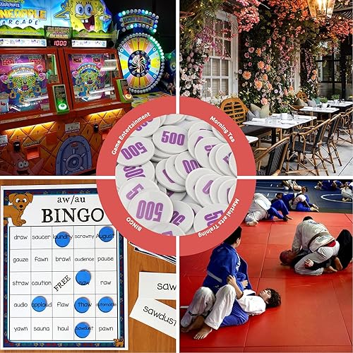 Vista 79 de Juego de 100 fichas de póquer – Monedas circulares de plástico de 1.58 pulgadas para juegos y contar, 0.16 oz cada una, accesorios perfectos