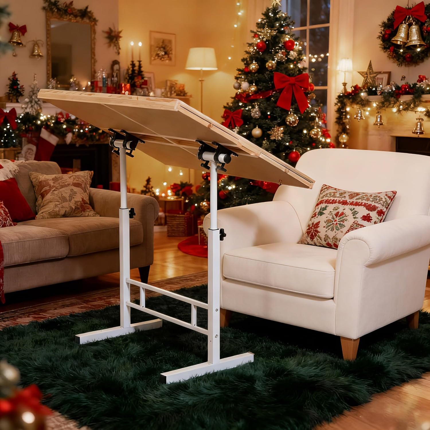 Fanwer 1500 Piece Puzzle Table with Legs, Angle & Height Adjustment Jigsaw Puzzle Table with 4 Drawers & Wooden Cover | 35"x26" Tilting Puzzle Board for Adults and Children, for Birthday