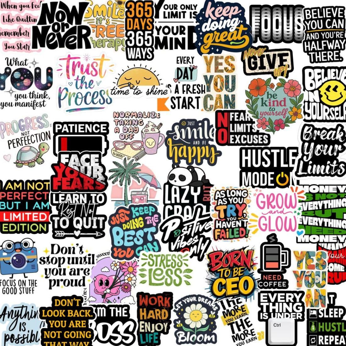 Zesta Aesthetic Stickers for Laptop/Waterproof Anime Decal for Books/Vinyl Sticker for Fridge/Easy to Use Korean Car Sticker Kawaii Cute Stickers (Hustle)