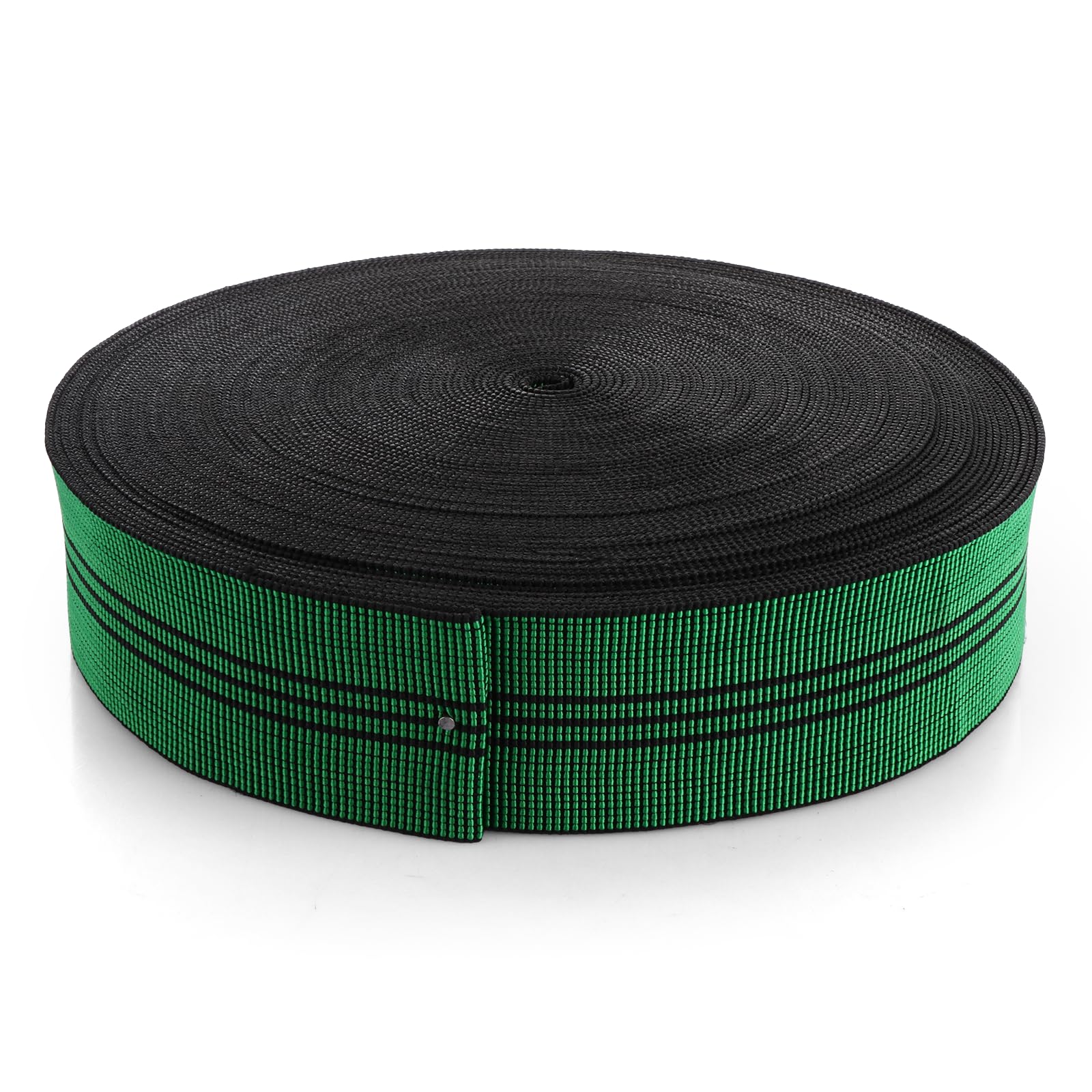 YAYODS Upholstery Elastic Webbing, 5CMx25M Upholstery Repair Webbing for Chairs Sofa Couch, Durable Reinforced Edges High Tensile Strength Webbing (82ft Green)