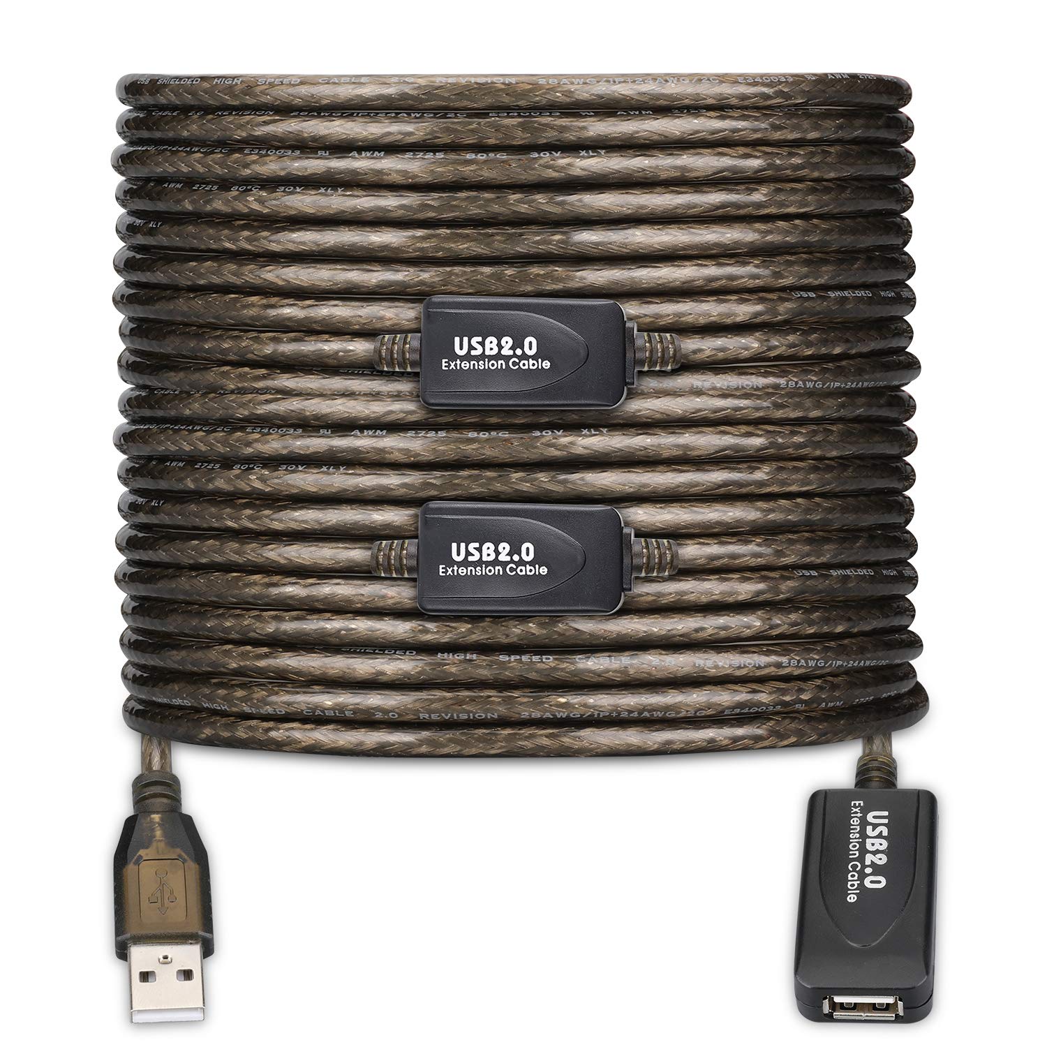 Photo 1 of LDKCOK USB 2.0 Type A Male to A Female Active Repeater Extension Cable 100ft, High Speed 480 Mbps 100FT Transparent black
