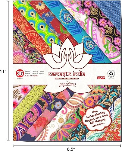 Miniatura 10 de Paperhues Namaste India Collection - Papel de recortes hecho a mano de 8.5 x 11 pulgadas, 36 hojas.