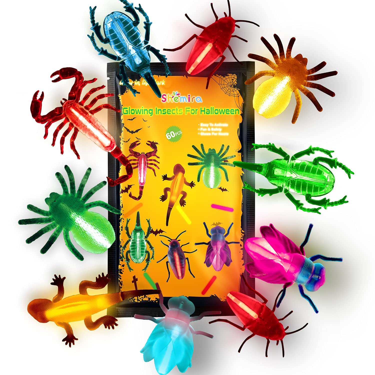 Buy 60pcs Glow in The Dark Halloween Party Favor Set for Kids,18 Glow