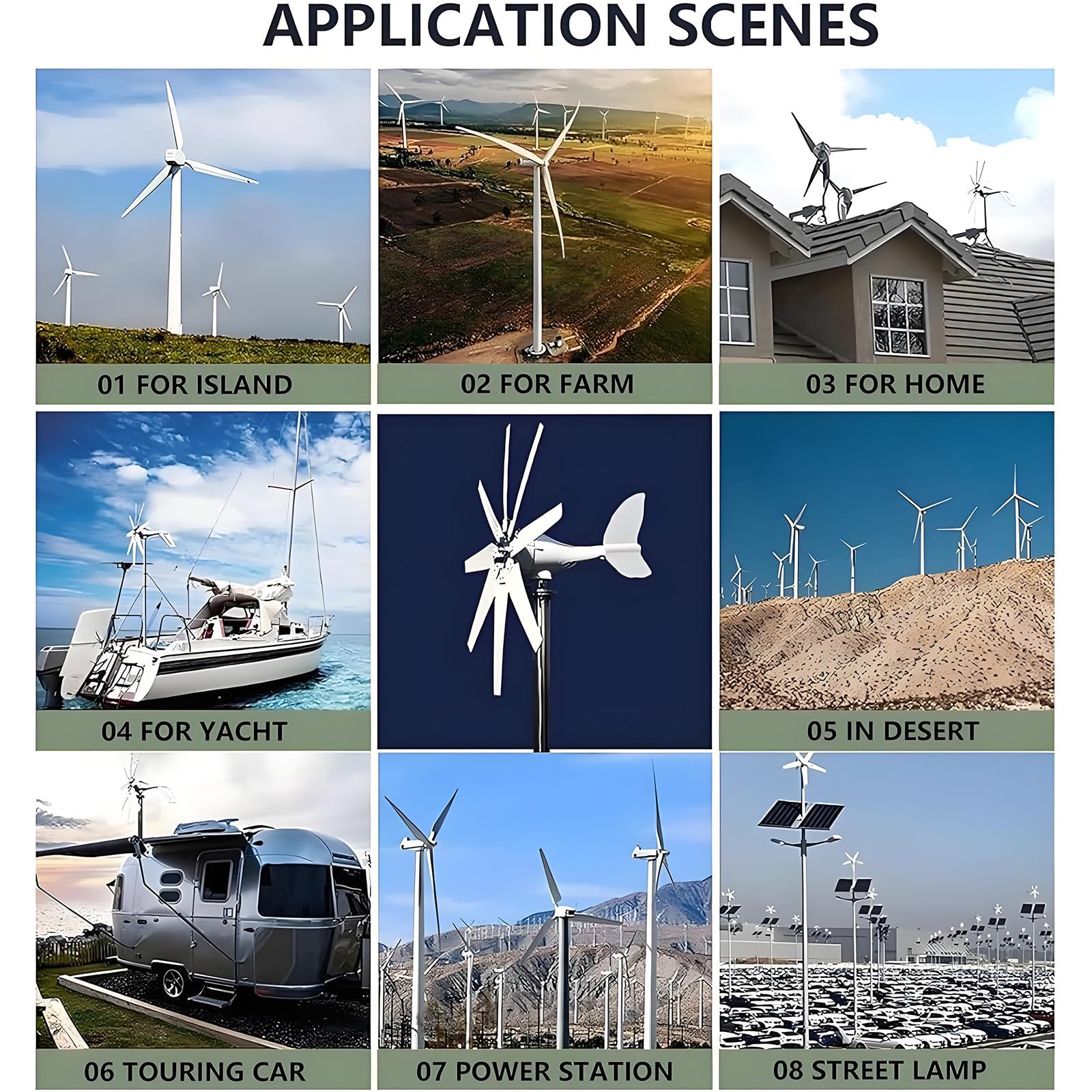 Kit generatore Eolico da 20000 W, turbina eolica a levitazione Magnetica a 8 Pale, Kit per Turbine eoliche residenziali per energia rinnovabile, casa, Fattoria, Camper, Barca, Bianco 220V