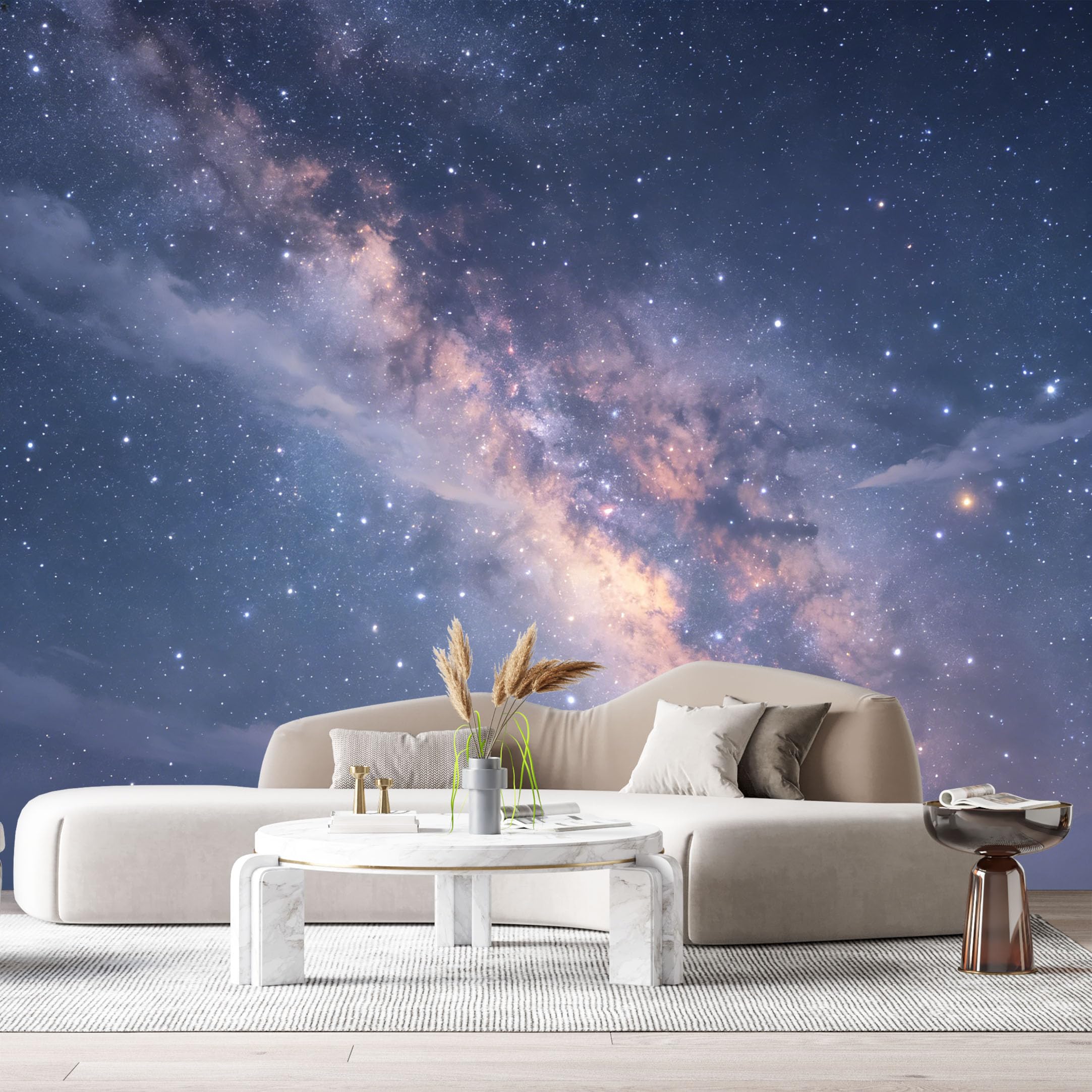 Custom Size Wall Murals Milky Way Galaxy Landscape Night Sky Starry Cosmos SelfAdhesiveWall Fabric Removable Wallpaper Wall Decor for Living Room Bedroom Bathroom