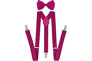Fancy Pink Suspenders and Bow Tie Set for Men and Women
