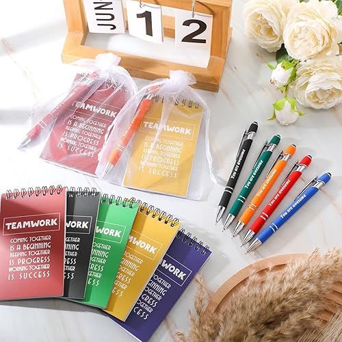 Miniatura 6 de Roowest Bolígrafo inspirador de agradecimiento a los empleados con punta de lápiz capacitivo, bolígrafo de metal, cuaderno motivacional, mini diario