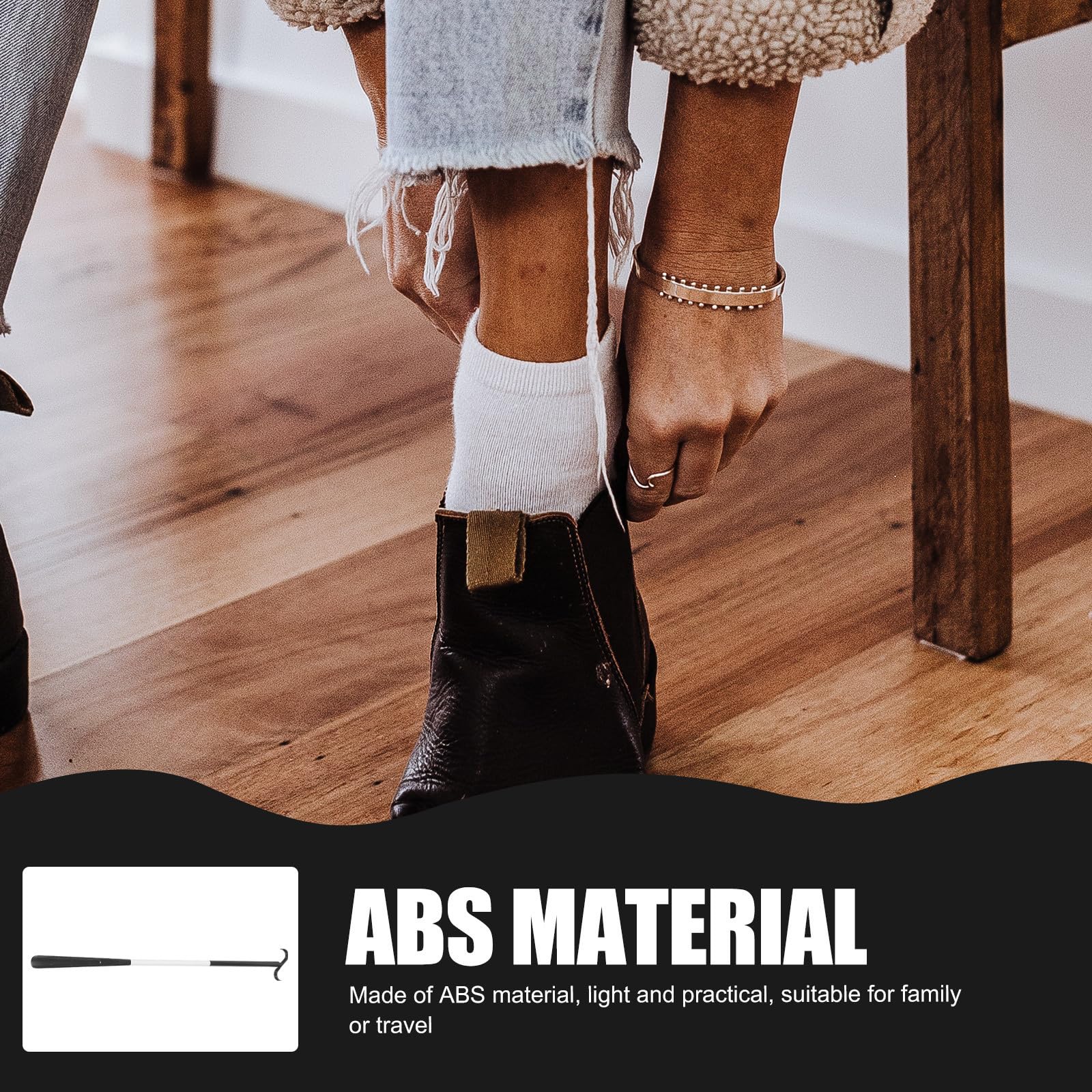 Calzador y Ayuda para Vestirse para Discapacitados y Mayores, Abs Negro, Fácil de Usar en Casa