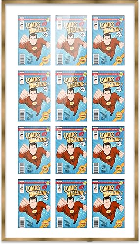 Miniatura 256 de Poster Palooza Marco de cómic con paspartú para 4 cómics de la era actual publicado después de 1985, marco de cómic negro para cómics de 6.875 x