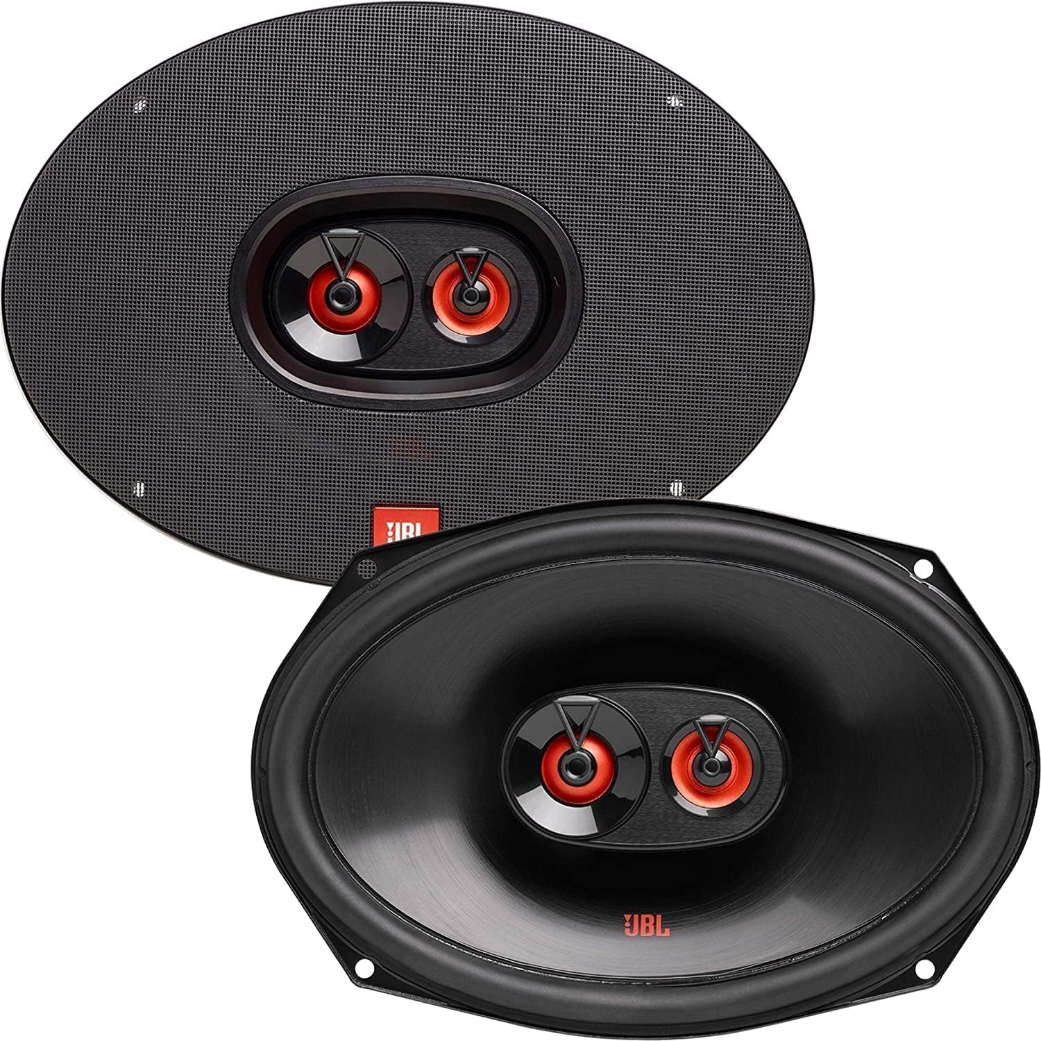 JBL Club 9632 - Juego de altavoces coche de 3 vías de Harman Kardon - Sistema equipo de musica para coche de 255 vatios JBL echo auto ovalados 152x230 mm | 6x9 pulgadas
