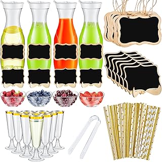 Mumufy 82 Pcs Mimosa Bar Supplies 34 oz Plastic Water Carafe with Lids P...