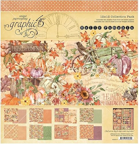 Graphic 45 Paquete de colección 12.0 x 12.0 in, Hello Pumpkin