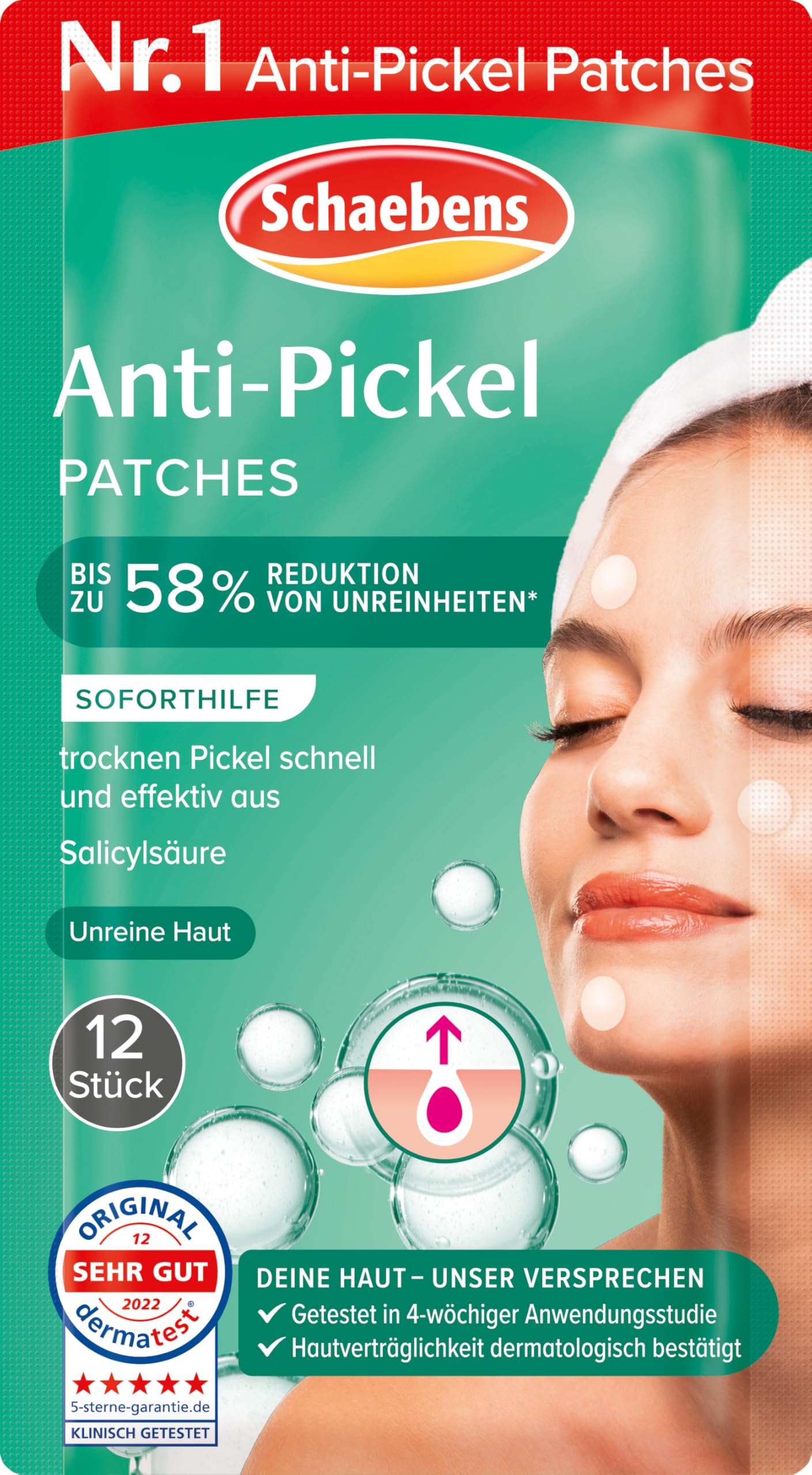 Schaebens Pure skin anti-pimple patches the immediate aid against pimples with salicylic acid for blemished skin