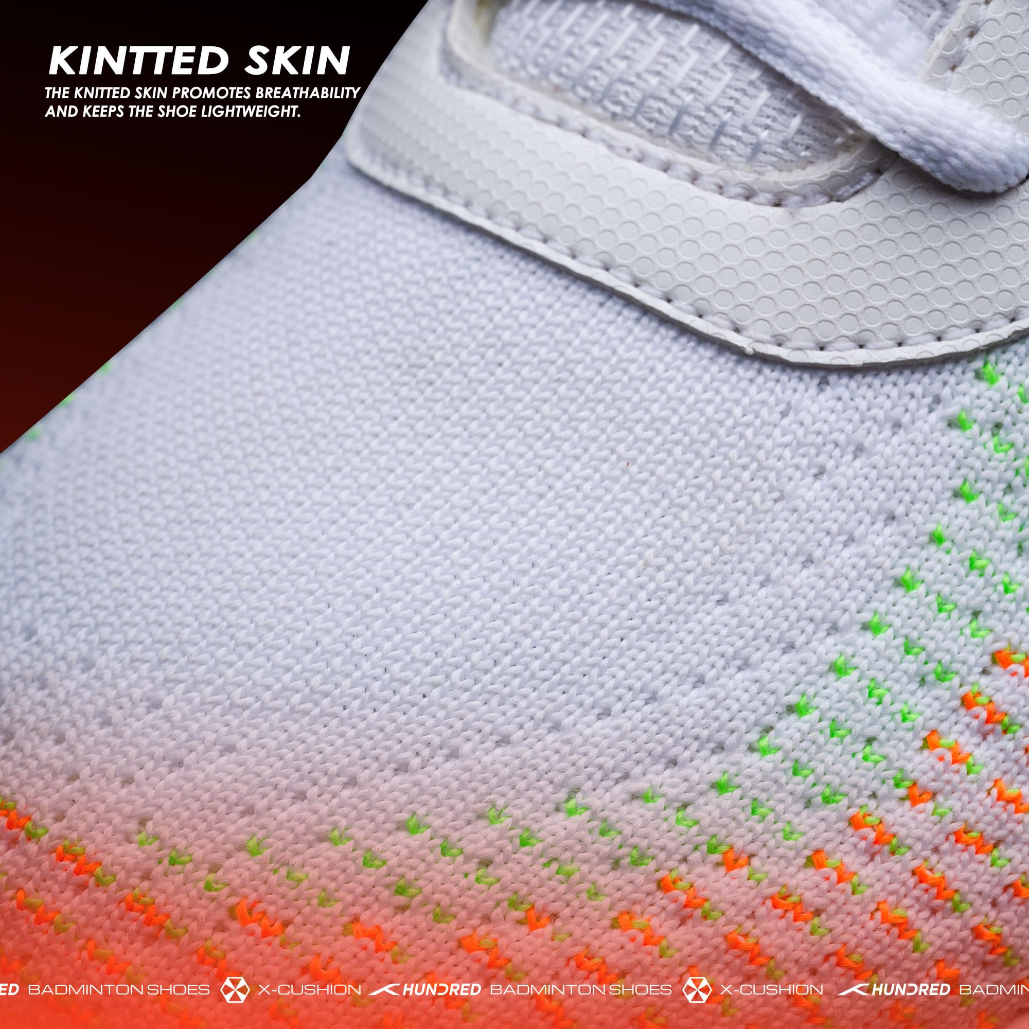 HUNDRED Blade Lite Non Marking Badminton Shoes | Unisex | Material: Knitted Upper & Rubber Sole| Perfect for Squash, Table Tennis, Volleyball, Basketball
