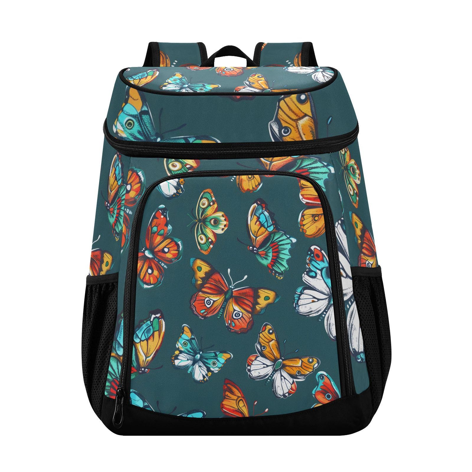 Butterflies Colorful Butterfly Green Cooler Backpack Cooler Insulated Leak Proof Lunch Backpack 36 Cans Waterproof Soft for Men Women Picnic Hiking Camping Beach