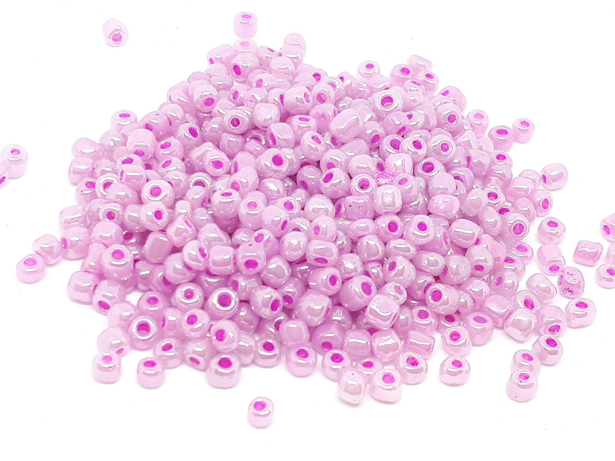 Lot De 500 Perles Rocailles Roses Et Blanches - Taille 4mm (6/0), Pour Création