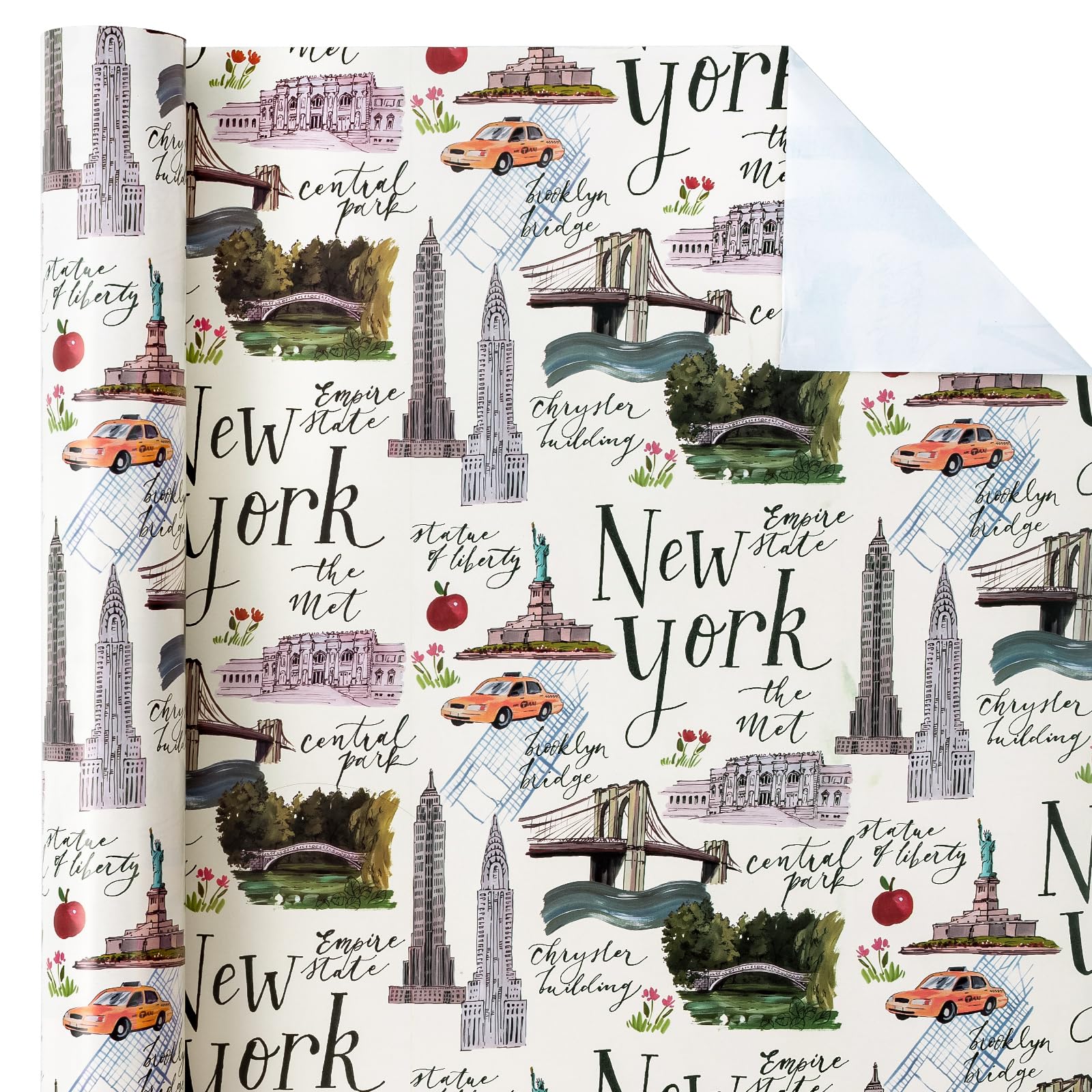 WRAPAHOLIC New York Wrapping Paper Roll - Mini Roll - 17 Inch x 33 Feet - New York City Design, Perfect for Birthday, Party, Holiday