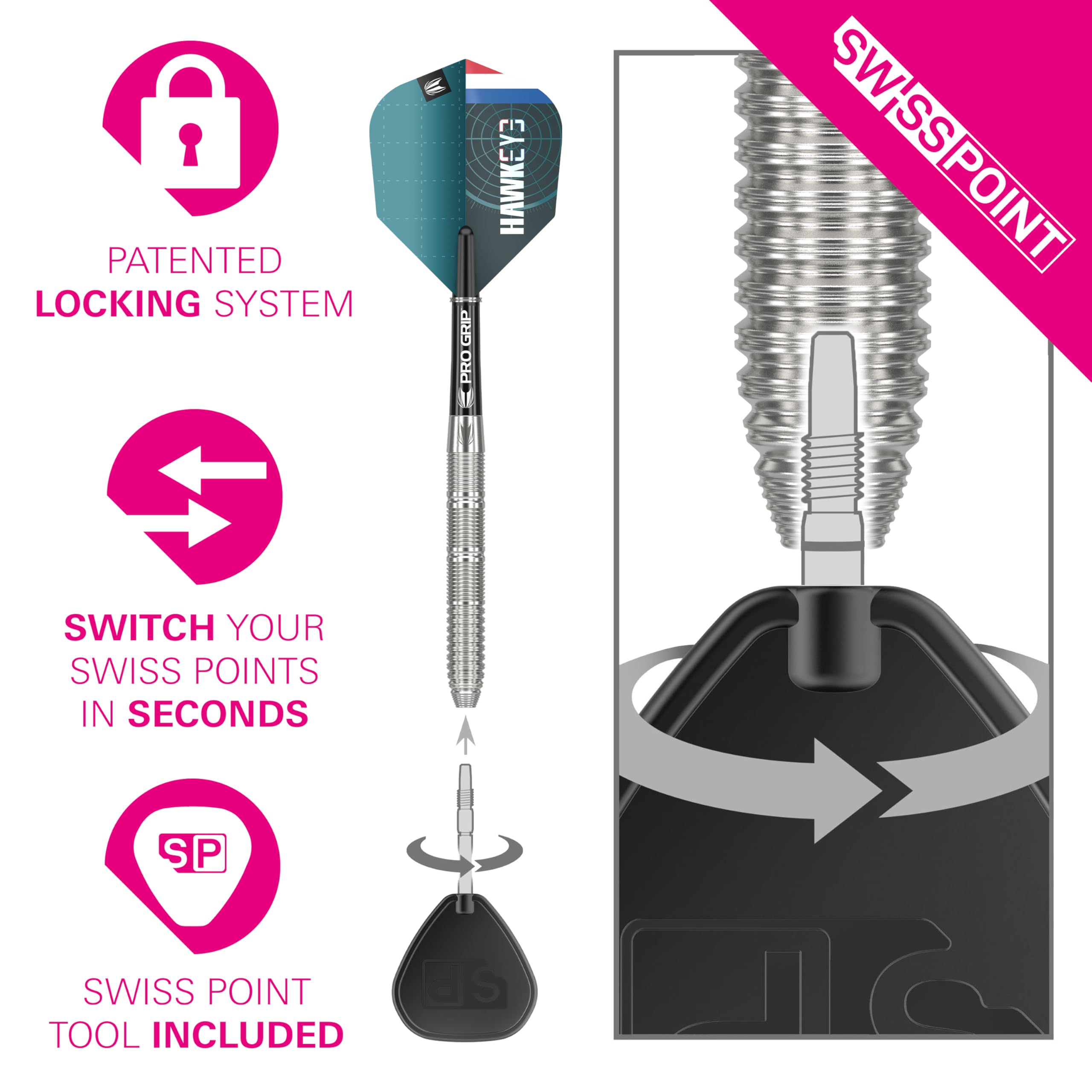 Target Darts Kevin Doets Gen 1 Steel Tip Swiss Point Darts, 90