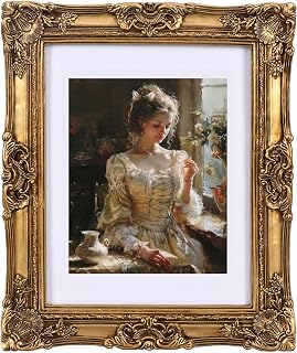 Vintage Picture Frames 8x10 Antique gold Photo frame with Mat 6x8 ornate picture frames with Acrylic Glass Baroque Tabletop Wall Hanging Home Decor poster frames