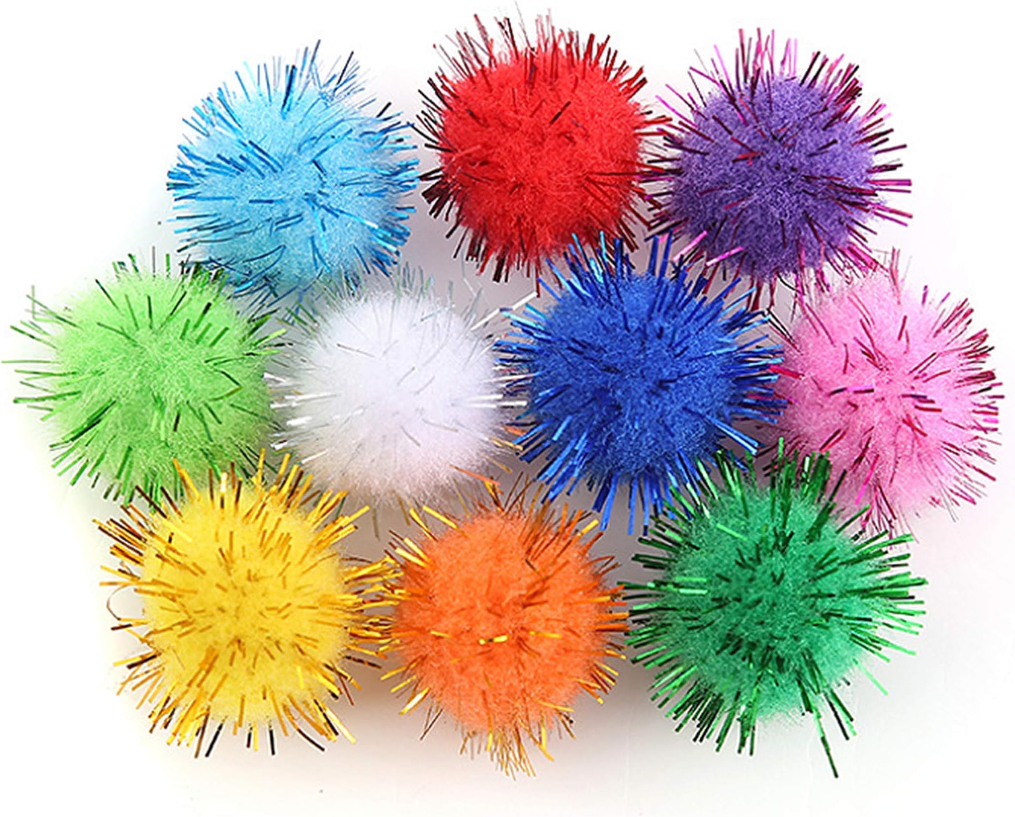 CRMADA Cat Toys Balls Sparkle Pom Pom Fuzzy Balls for Cats