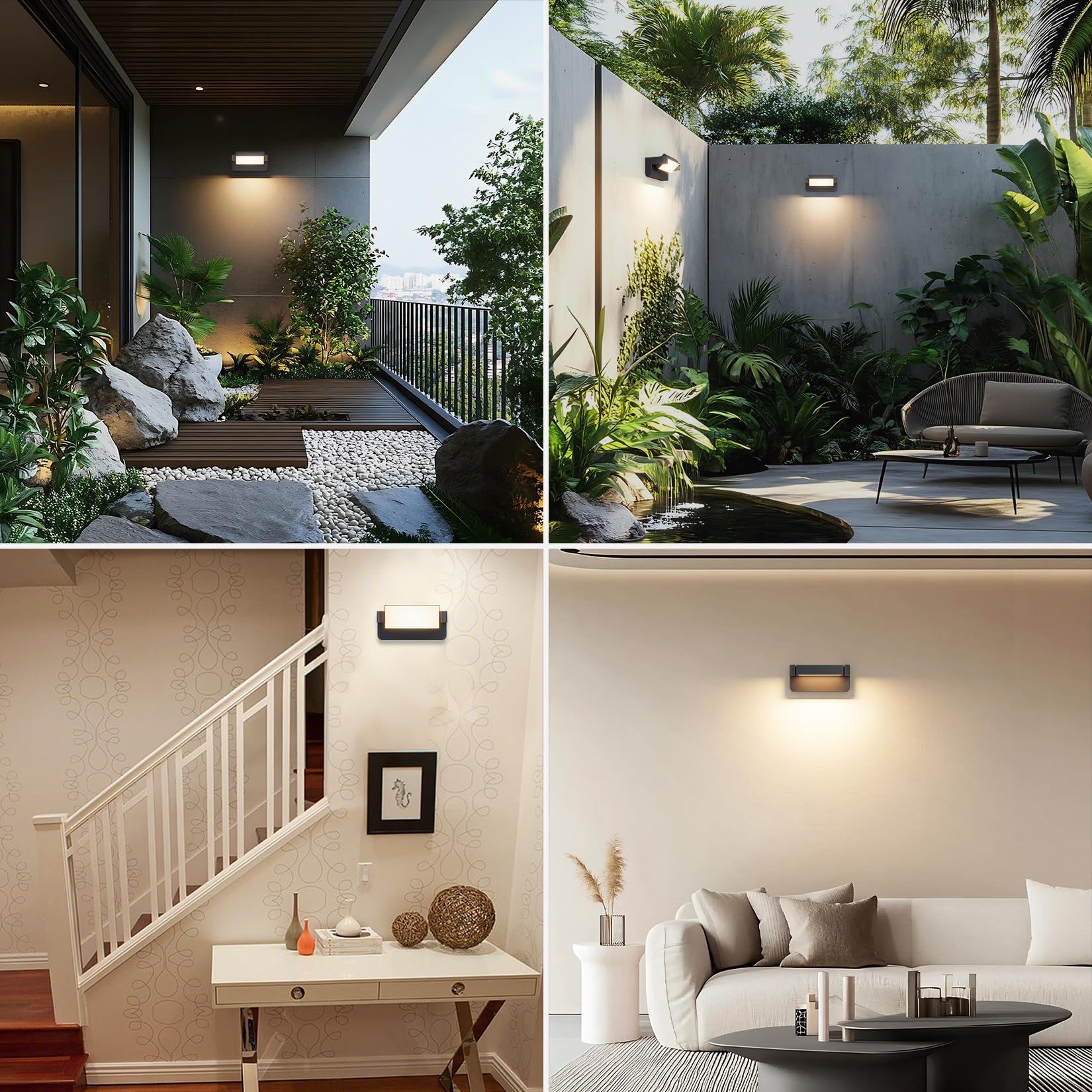 Aipsun 24W LED Lámpara de Pared Exterior/Interior IP65,Antracita | Luz Ajustable (350°) | Aluminio Fundido Duradero para Entrada, Jardín, Terraza, Garaje | Blanco Cálido 3000K | Moderno Diseño
