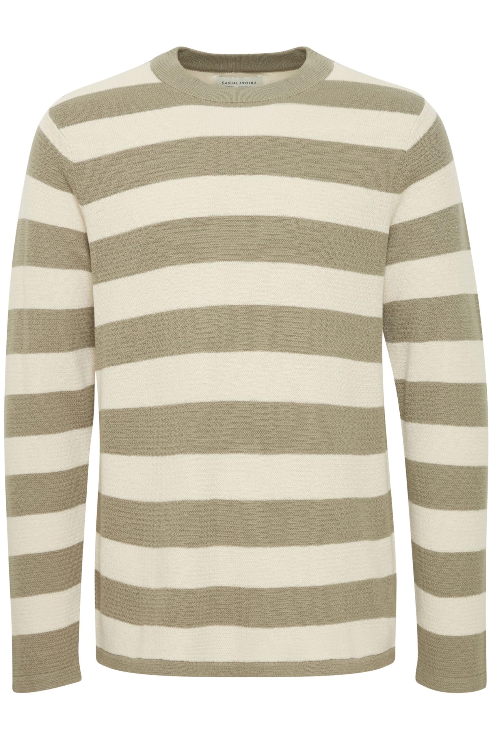 Casual Friday Men's Vetiver (170613) Cfkarl Striped Crew Neck Knit Knitted Pullover Pullover Crew Neck 100% Cotton Regular Fit, Xl